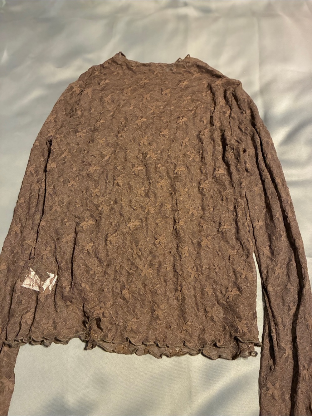 Brown Long-Sleeve Textured Women's Top